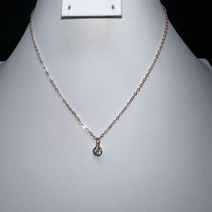 Gold Tone Single Crystal Bezel Necklace